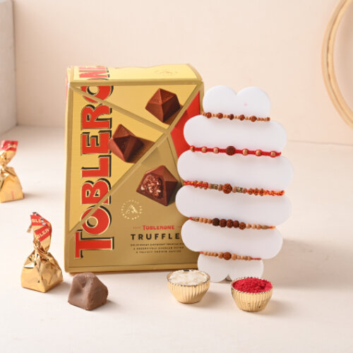 Rudraksha Mauli Rakhis With Pack Of Toblerone Truffles