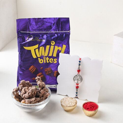 Tree Of Life Rakhi With Twirl Bites Chocolate Pack