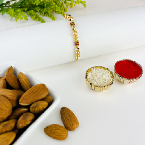 Fancy Beads Single Rakhi With Almonds