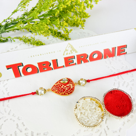 Stone Water Drop Rakhi with Toblerone