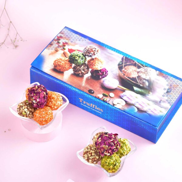 Set of 5 rakhis with Chhapanbhog Assorted Truffles