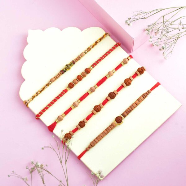 Set of 5 rakhis with Chappanbhog Treats