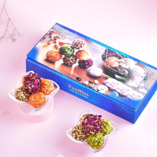 Bhaiya Bhabhi Rakhi with Chappanbhog assorted Truffle Box