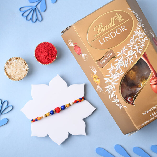 Beaded Mauli Rakhi With Lindt Truffle Chocolate