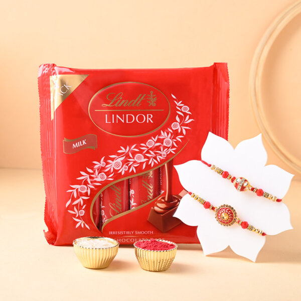 Charming Rakhi Set With Dainty Chocolates