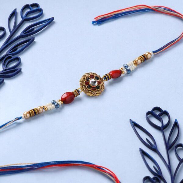 Embellished Rakhi With Crunches Rocks Chocolate