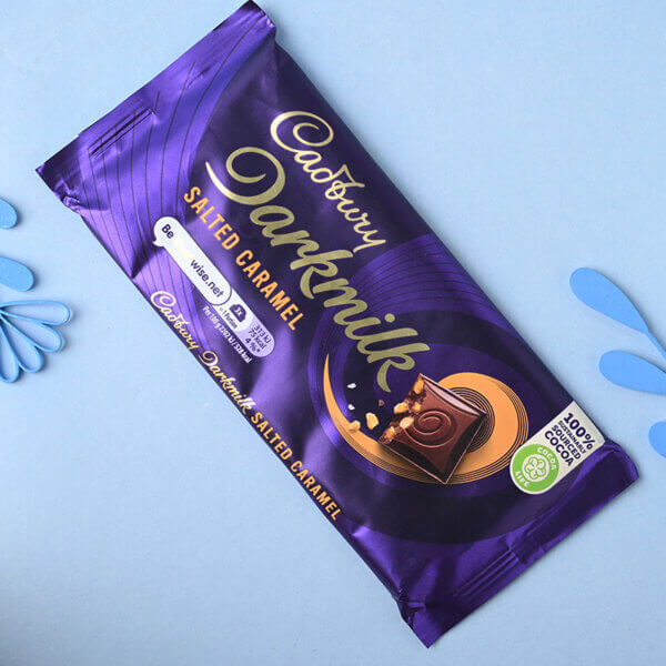 Evil Eye Couple Rakhi With Cadbury Dark Milk Caramel Bar