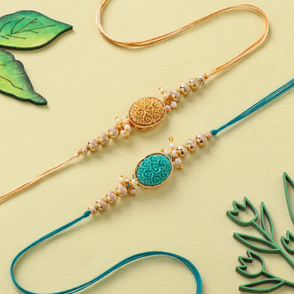 Intricately Designed Rakhis With Twirl Bites