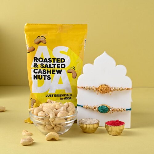 Radiant Rakhi Set With Savoury Cashew Nuts