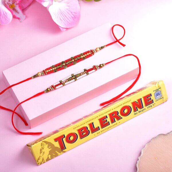 Set of 2 Rakhi With Toblerone Chocolate