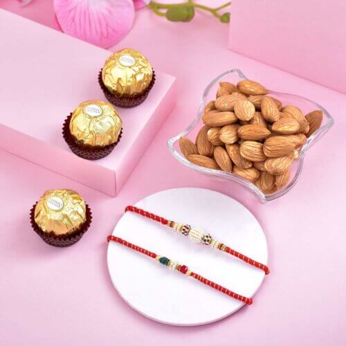 set of 2 Rakhi WIth Hamper